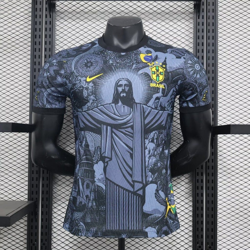 CAMISOLA BRASIL ESPECIAL EDITION JESUS CRISTO REDENTOR 2024 homem (VERSÃO JOGADOR) - BLACK